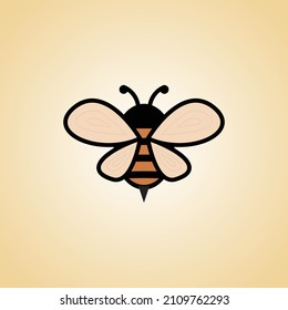 Honeybee drawing in minimalist style. Vector