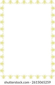 Honeybee engraving frame. Frame of cute honey bee animal template. Insect on white background