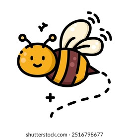  Honeybee fill color icon vector illustration.