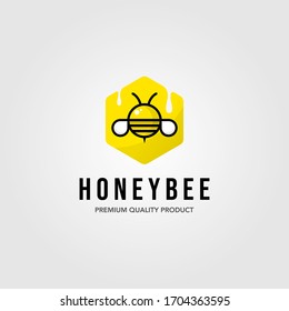 honeybee hexagon logo village farm vector illustration design