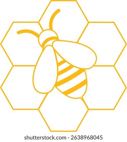 Honeybee with honeycomb icon. Honeybee icon vector silhouette illustration isolated on transparent background. Honeybee symbol for pollination and wildlife representation. Vector illustration.