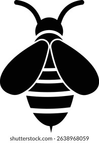 Honeybee icon design. Honeybee icon vector silhouette illustration isolated on transparent background. Honeybee symbol for pollination and wildlife representation. Vector illustration.