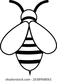Honeybee icon design. Honeybee icon vector silhouette illustration isolated on transparent background. Honeybee symbol for pollination and wildlife representation. Vector illustration.