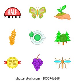 Honeybee icons set. Cartoon set of 9 honeybee vector icons for web isolated on white background