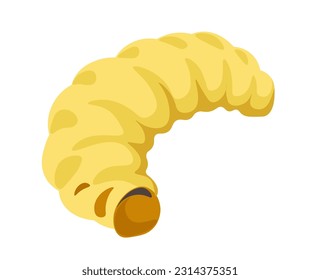 Honeybee lifecycle, isolated icon of grub bee larvae in closeup. Apiary and beekeeping knowledge, maggot with no legs and limbs. Biology basics for beekeepers. Vector in flat style illustration
