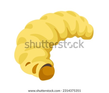 Honeybee lifecycle, isolated icon of grub bee larvae in closeup. Apiary and beekeeping knowledge, maggot with no legs and limbs. Biology basics for beekeepers. Vector in flat style illustration