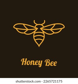 Honeybee Logo design outline concept vector illustration