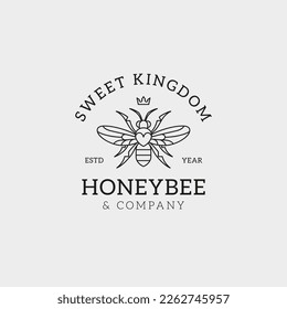 Honeybee logo design template. Linear graphic style. Vector illustration.