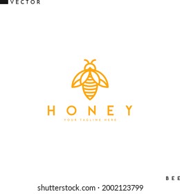 Honeybee logo. Vector illustration EPS10. Isolated bee on white background