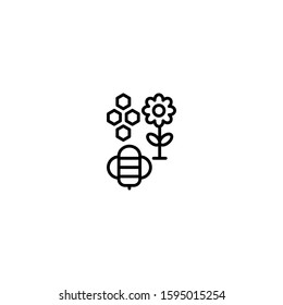 Honeybee, polygon, flower, line Icon, Logo, Vector