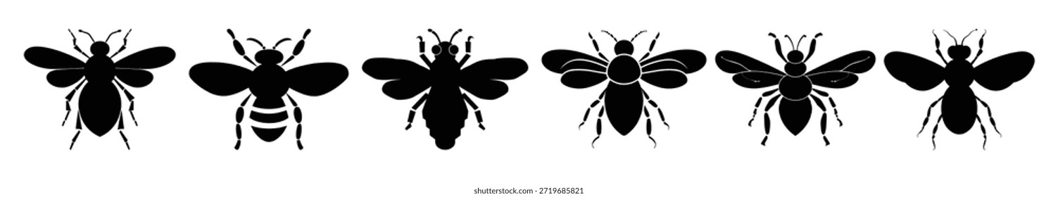 Ilustración vectorial de Paquete Clipart de silueta de abeja