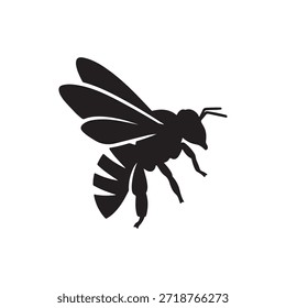 Honeybee silhouette icon vector flat design