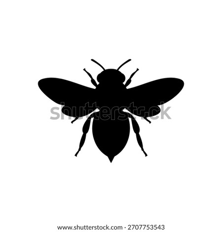 Honeybee silhouette vector flat illustration design.