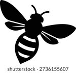 Honeybee silhouette vector icon designed in clean black minimalist style. Perfect for organic honey packaging, garden center logos, educational materials, environmental branding, and web graphics.
