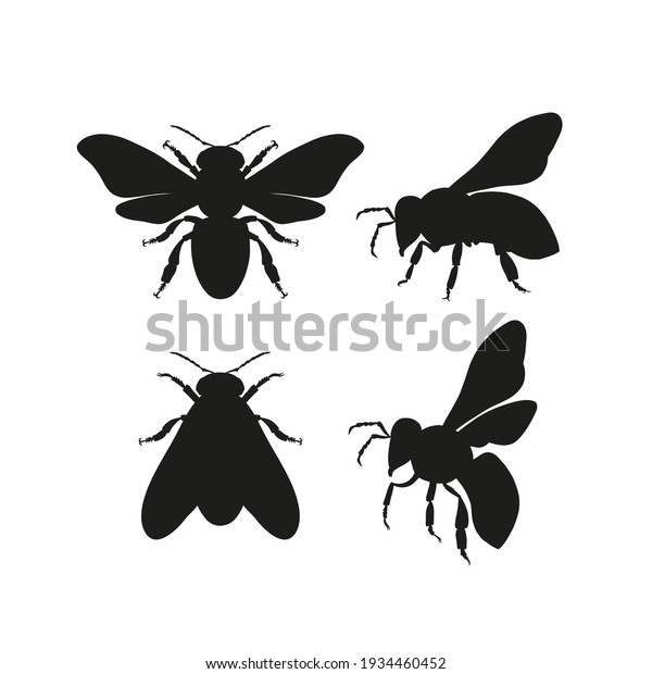 Honeybee Silhouettes Clipart Collection Bee Black Stock Vector (Royalty ...