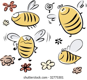 honeybee and vegetation animal laborer vegetation summertime nature spring wings earth bug fly vista flowers bumblebee caricature tick picture practitioner workman comic decorate drawing artwork illus