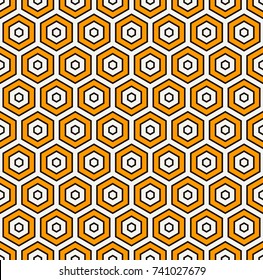 Honeycomb abstract background. Blue colors repeated hexagon tiles mosaic wallpaper. Seamless surface pattern with classic geometric ornament. Digital paper, textile print, page fill. Vector art