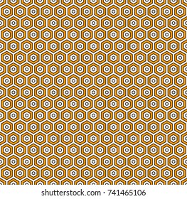 Honeycomb abstract background. Blue colors repeated hexagon tiles mosaic wallpaper. Seamless surface pattern with classic geometric ornament. Digital paper, textile print, page fill. Vector art