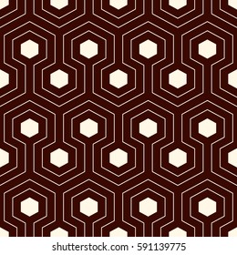 Honeycomb abstract background. Outline repeated hexagon wallpaper. Seamless surface pattern with classic geometric ornament. Grid digital paper, textile print, page fill. Vector art