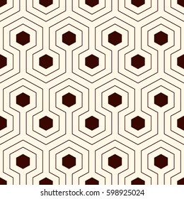 Honeycomb abstract background. Outline repeated hexagon wallpaper. Seamless surface pattern with classic geometric ornament. Grid digital paper, textile print, page fill. Vector art