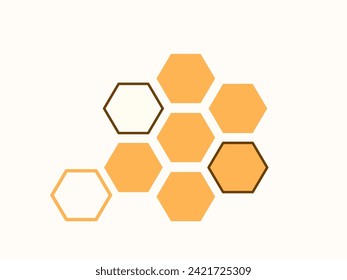 Honeycomb with abstract bee honey vector illustration asymmetrical shape. Beehive simple flat modern pattern design.