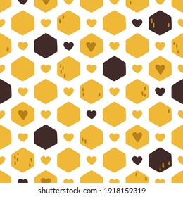 Honeycomb abstract kids seamless pattern, honey bee digital paper, cartoon summer nursery seamless background for baby textile, scrapbooking, wrapping paper, wallpaper