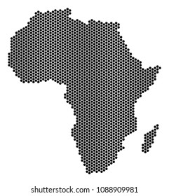 Honeycomb Africa map. Vector geographic scheme on a white background. Abstract Africa map collage is combined with hexagonal items.