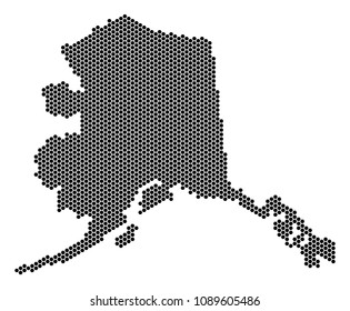 Honeycomb Alaska map. Vector territorial scheme on a white background. Abstract Alaska map collage is composed with hexagonal items.