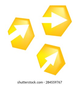 Honeycomb and arrows isolated on white background.