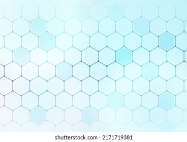 Honeycomb atomic pattern green medical color abstract background, science background