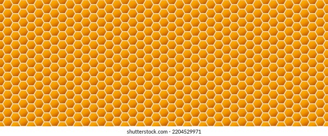 Honeycomb background. Beehive seamless pattern. Vector illustration of flat geometric texture symbol. Hexagon, hexagonal raster, sign or mosaic cell icon. Honey bee hive, golden orange yellow.