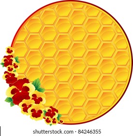 Honeycomb background with flowers