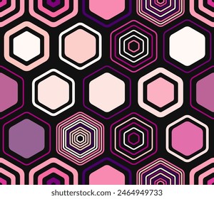 Honeycomb Background. Geometric elements of varied style and color. Large hexagons. Tileable pattern. Seamless background. Modern vector illustration.