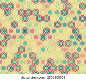 Honeycomb Background. Geometric elements of varied style and color. Hexagon pattern. Tileable pattern. Seamless background. Modern vector illustration.