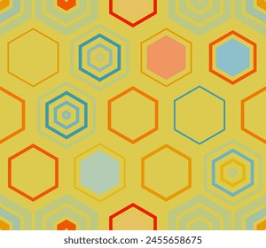 Honeycomb Background. Geometric shapes of varied style and color. Large hexagons. Tileable pattern. Seamless background. Modern vector illustration.