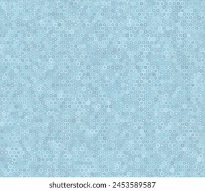 Honeycomb Background. Hexagon stacked mosaic cells. Blue color tones. Small hexagon geometric shapes. Tileable pattern. Seamless vector illustration.