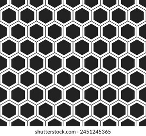 Honeycomb Background. Simple hexagon grid with inner solid cells. Hexagonal cells. Seamless tileable vector illustration.