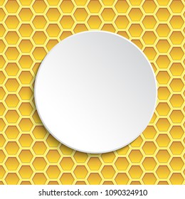 Honeycomb background texture from a bee hive. Vector hexagon pattern.