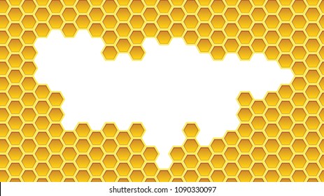 Honeycomb background texture from a bee hive. Vector hexagon pattern.