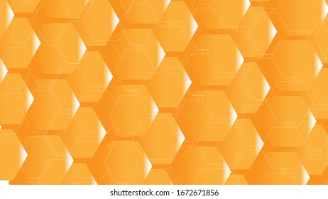 Honeycomb background yellow abstract with copy space