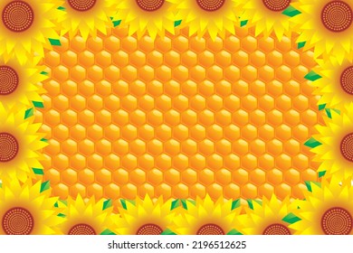Fondo de abeja. Ilustración abstracta del combo de miel hexagonal amarillo