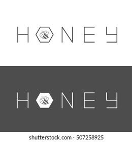 Honeycomb banner set. Bee insect animal. Beehive element. Honey text icon. Isolated. White Gray background. Flat design. Vector illustration