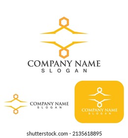 Honeycomb bee animal logo vector