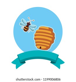 Honeycomb and bee cartoon