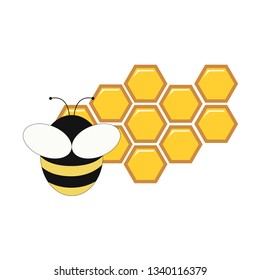 Honeycomb bee cartoon vector illustration babe shower 
