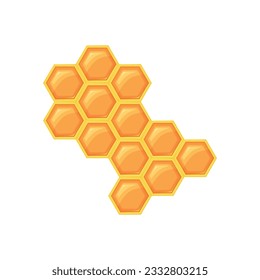 Honeycomb with bee honey vector illustration isolated on white background.