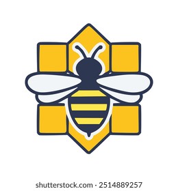 Honeycomb bee icon illustration. A stylized image of a bee in a honeycomb. This graphic illustrates the importance of working together and achieving goals.