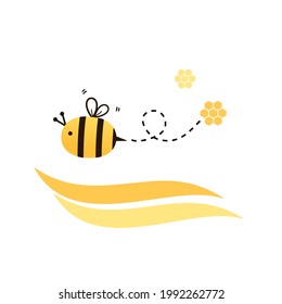 Honeycomb with bee icon logo isolated on white background vector illustration.
