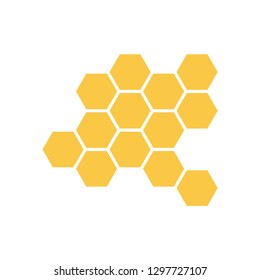 Honeycomb bee icon, on the white background. Flat design. Vector.