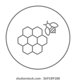 Honeycomb and bee line icon.